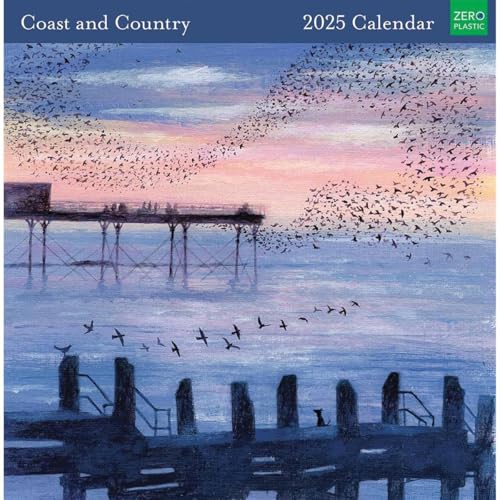Museums & Galleries Quadratischer Wandkalender 2025 – Küste und Land – Lucy Grossmith Designs – umweltfreundlich – hergestellt in Großbritannien von Museums & Galleries