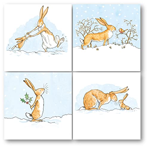 Museums & Galleries Weihnachtskarten, 16 Stück – Hasen Spaß im Schnee – Guess How Much I Love You – umweltfreundlich und recycelbar von Museums & Galleries