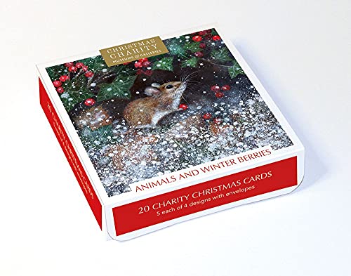 Museums & Galleries Weihnachtskarten, Motiv: Tiere und Winterbeeren, 20 Karten, je 5 Stück in 4 Designs, 20 Stück, multi, 135 x 135 x 30mm von Museums & Galleries