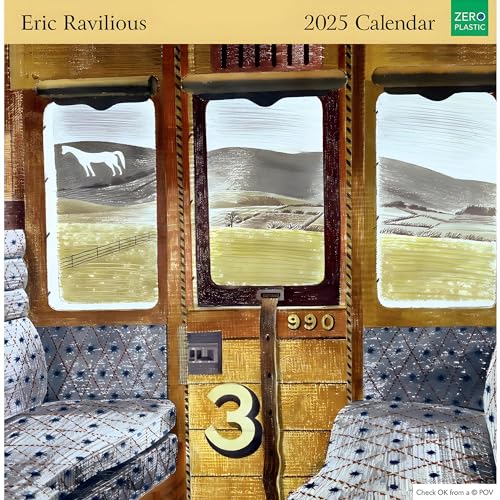 Quadratischer Wandkalender 2025, Eric Ravilious Designs, umweltfreundlich, hergestellt in Großbritannien von Museums & Galleries