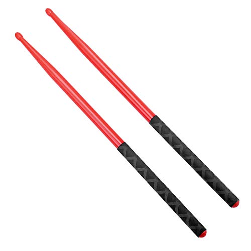 5A Nylon Drumsticks für Drum Set Leichte Haltbare Plastikübung ANTI-SLIP Griffe Drumsticks für Musikinstrument Percussion Zubehör rot von Musfunny