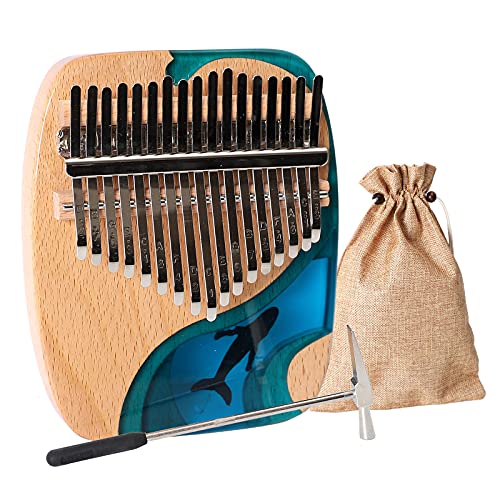 Kalimba Daumenklavier, 17 Tasten, tragbares Mbira-Finger-Klavier, Geschenke für Kinder und Erwachsene, Musikinstrument, Daumenklaviere, 17 Tasten (Kalimba-Blau) von Musfunny