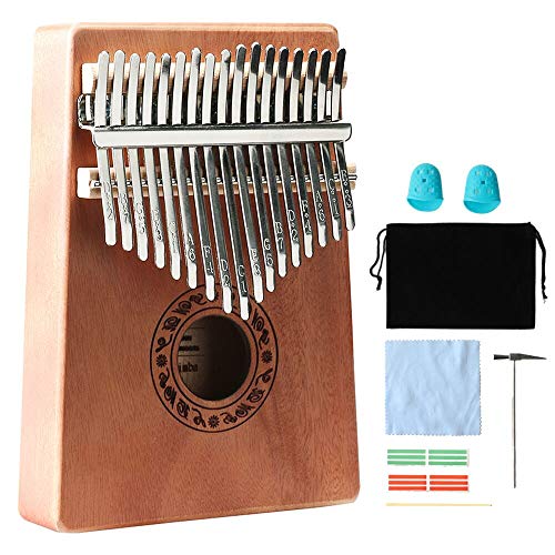 Musfunny Kalimba Instrument 17 Schlüssel Daumenklavier, Tragbares Mbira Sanza Kalimba Thumb Piano Musikinstrument Geschenk mit Lernanleitung Stimmhammer für Anfänger von Musfunny