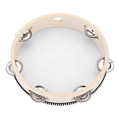 Musfunny Tamburin 20 cm für Kirche Hand Trommel Handgehaltenes Tambourine Schlagzeugglocke Birke Metallschellen Percussion musikalisches Lerninstrument für KTV, Party, Spiele (20 cm, 8 Zoll) von Musfunny