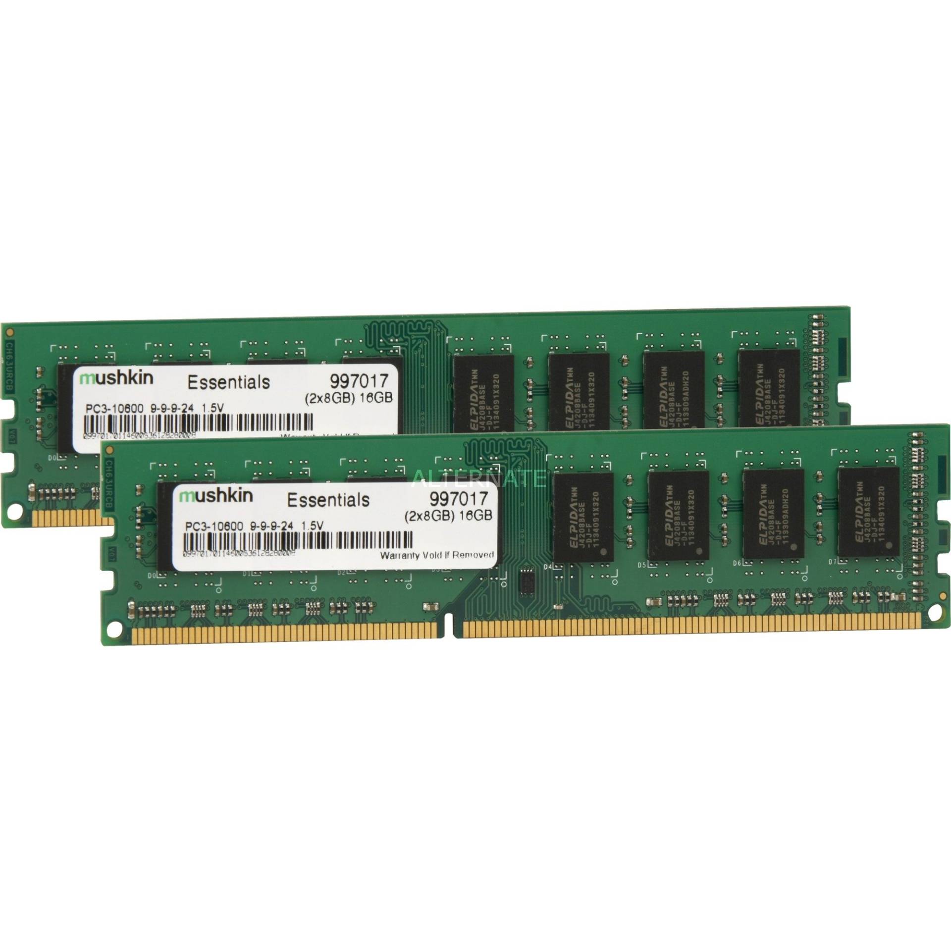 DIMM 16 GB DDR3-1333 (2x 8 GB) Dual-Kit, Arbeitsspeicher von Mushkin