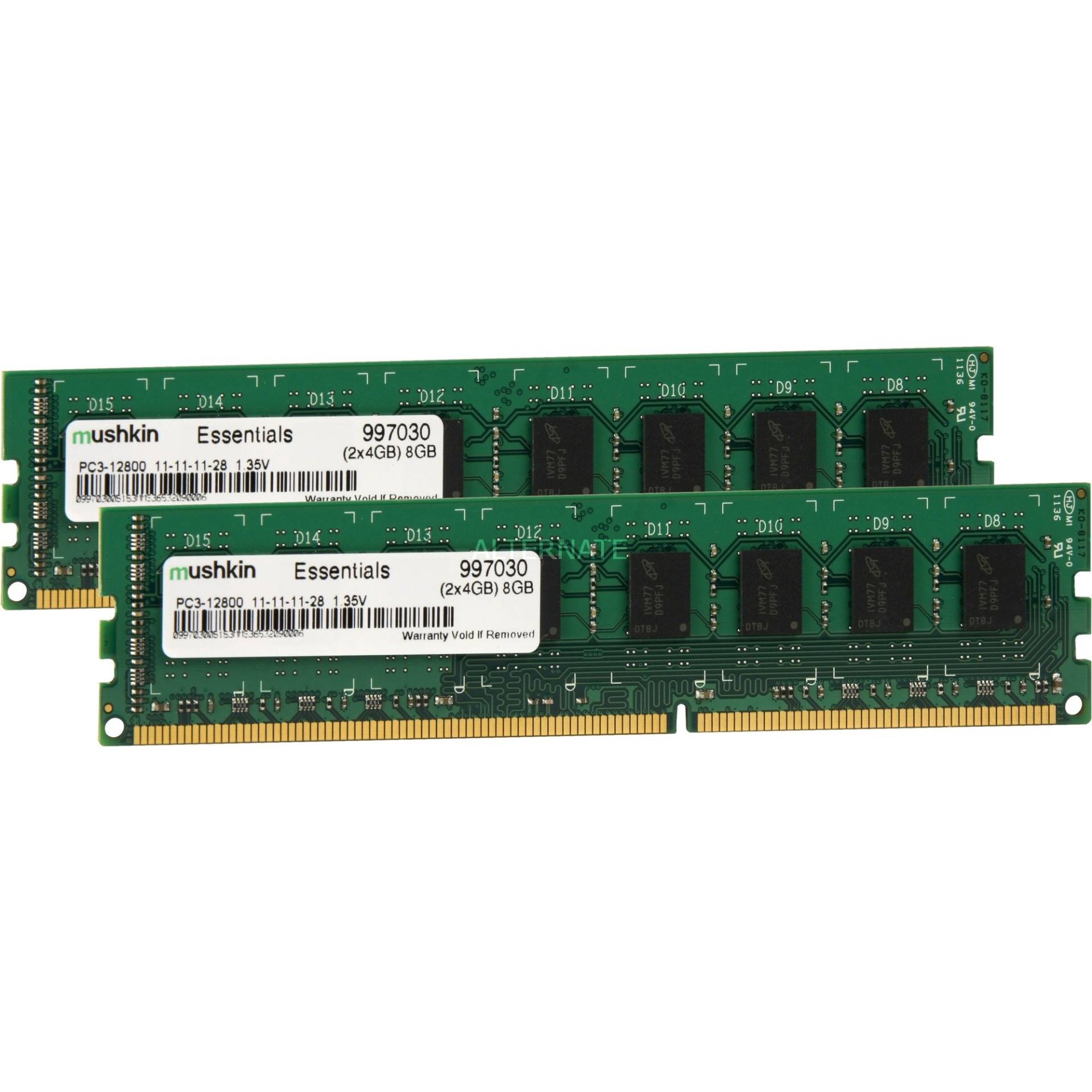 DIMM 8 GB DDR3-1600 (2x 4 GB) Dual-Kit, Arbeitsspeicher von Mushkin