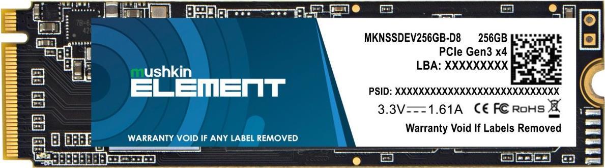 Mushkin ELEMENT - SSD - 256GB - intern - M.2 2280 - PCIe 3.0 x4 (NVMe) (MKNSSDEV256GB-D8) von Mushkin