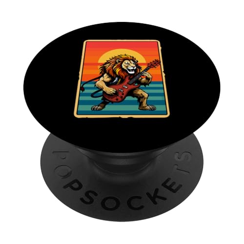 Sunset Retro Lion Playing Electric Bass Guitar Rock Lover PopSockets Klebender PopGrip Sunset Retro Lion Playing Electric Bass Guitar Rock Lover PopSockets Klebender PopGrip von Music, Guitar Vacations Costume