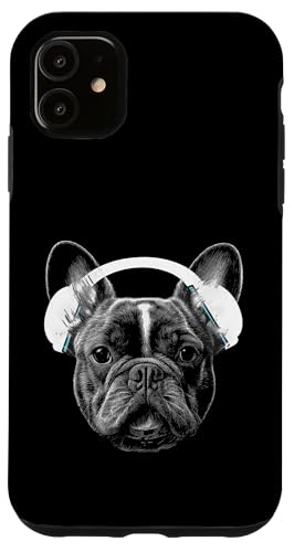 Lustige Französische Bulldogge mit Musik-Kopfhörern Hülle für iPhone 11 Lustige Französische Bulldogge mit Musik-Kopfhörern Hülle für iPhone 11 von Music Dj Frenchie turntable music dj animal