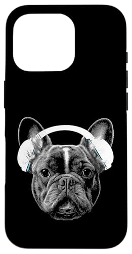 Lustige Französische Bulldogge mit Musik-Kopfhörern Hülle für iPhone 16 Pro Lustige Französische Bulldogge mit Musik-Kopfhörern Hülle für iPhone 16 Pro von Music Dj Frenchie turntable music dj animal