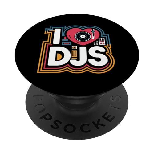 I Love DJs Vinyl Plattenspieler Passion PopSockets Klebender PopGrip von Music Enthusiasts DJ Culture Lovers