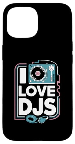 I Love DJs Plattenspieler-Kopfhörer Hülle für iPhone 15 I Love DJs Plattenspieler-Kopfhörer Hülle für iPhone 15 von Music Enthusiasts Turntable Headphones