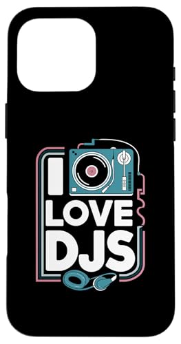 I Love DJs Plattenspieler-Kopfhörer Hülle für iPhone 16 Pro Max I Love DJs Plattenspieler-Kopfhörer Hülle für iPhone 16 Pro Max von Music Enthusiasts Turntable Headphones