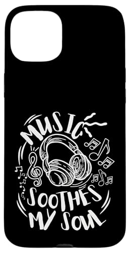 Musik beruhigt meine Seelenkopfhörer mit musikalischen Noten Hülle für iPhone 15 Plus Musik beruhigt meine Seelenkopfhörer mit musikalischen Noten Hülle für iPhone 15 Plus von Music Headphones Co.