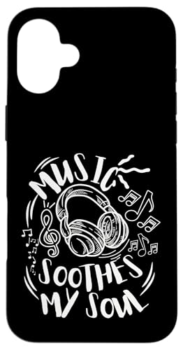 Musik beruhigt meine Seelenkopfhörer mit musikalischen Noten Hülle für iPhone 16 Plus Musik beruhigt meine Seelenkopfhörer mit musikalischen Noten Hülle für iPhone 16 Plus von Music Headphones Co.
