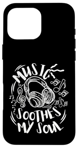 Musik beruhigt meine Seelenkopfhörer mit musikalischen Noten Hülle für iPhone 16 Pro Max Musik beruhigt meine Seelenkopfhörer mit musikalischen Noten Hülle für iPhone 16 Pro Max von Music Headphones Co.