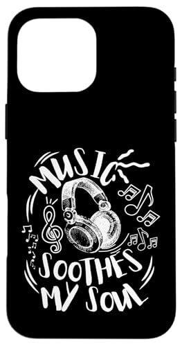 Musik beruhigt meine Seelenkopfhörer mit musikalischen Noten Hülle für iPhone 16 Pro Max Musik beruhigt meine Seelenkopfhörer mit musikalischen Noten Hülle für iPhone 16 Pro Max von Music Headphones Co.