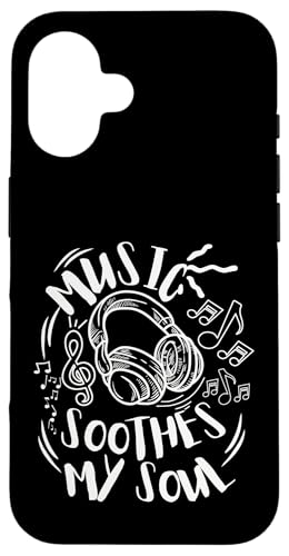 Musik beruhigt meine Seelenkopfhörer mit musikalischen Noten Hülle für iPhone 16 Musik beruhigt meine Seelenkopfhörer mit musikalischen Noten Hülle für iPhone 16 von Music Headphones Co.