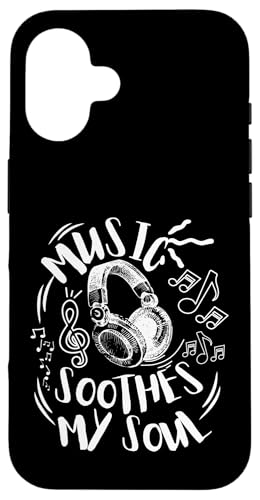 Musik beruhigt meine Seelenkopfhörer mit musikalischen Noten Hülle für iPhone 16 Musik beruhigt meine Seelenkopfhörer mit musikalischen Noten Hülle für iPhone 16 von Music Headphones Co.