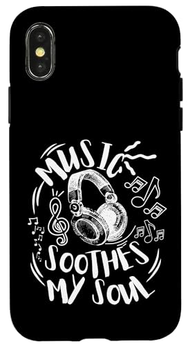 Musik beruhigt meine Seelenkopfhörer mit musikalischen Noten Hülle für iPhone X/XS Musik beruhigt meine Seelenkopfhörer mit musikalischen Noten Hülle für iPhone X/XS von Music Headphones Co.