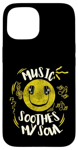 Musik beruhigt meine Seelenmusik Notizen Lächeln Kopfhörer Hülle für iPhone 15 von Music Headphones Co.