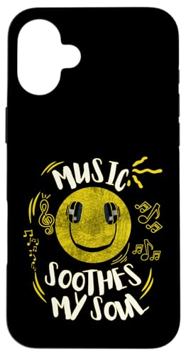 Musik beruhigt meine Seelenmusik Notizen Lächeln Kopfhörer Hülle für iPhone 16 Plus Musik beruhigt meine Seelenmusik Notizen Lächeln Kopfhörer Hülle für iPhone 16 Plus von Music Headphones Co.