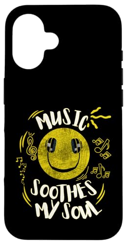 Musik beruhigt meine Seelenmusik Notizen Lächeln Kopfhörer Hülle für iPhone 16 Musik beruhigt meine Seelenmusik Notizen Lächeln Kopfhörer Hülle für iPhone 16 von Music Headphones Co.