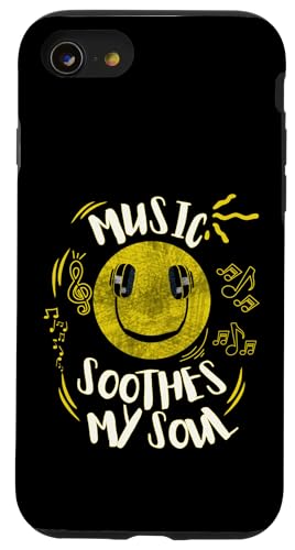 Musik beruhigt meine Seelenmusik Notizen Lächeln Kopfhörer Hülle für iPhone SE (2020) / 7 / 8 von Music Headphones Co.