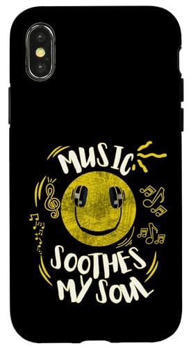 Musik beruhigt meine Seelenmusik Notizen Lächeln Kopfhörer Hülle für iPhone X/XS Musik beruhigt meine Seelenmusik Notizen Lächeln Kopfhörer Hülle für iPhone X/XS von Music Headphones Co.