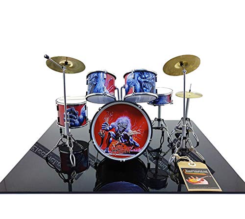 Mini Drum Kit Iron Maiden Real One Killers Album Tribute Miniaturrock 25cm Modellskala 1:4 Sammlerbox Schlagzeugset Sammlermodell von Music Legends Collection