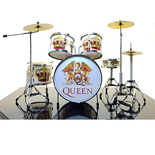 Mini Drum Kit Queen Bohemian Rhapsody Tribute to Freddie Mercury Miniaturrock 25cm Modellskala 1:4 Sammelbox Schlagzeugset Modellbausatz von Music Legends Collection
