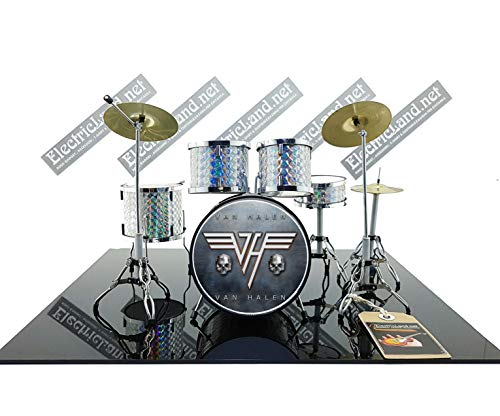 Mini Drum Kit Van Halen EHV Silver Set Tribute Miniaturrock 25cm Modellskala 1:4 Sammlerbox Set Schlagzeug Sammlermodell von Music Legends Collection
