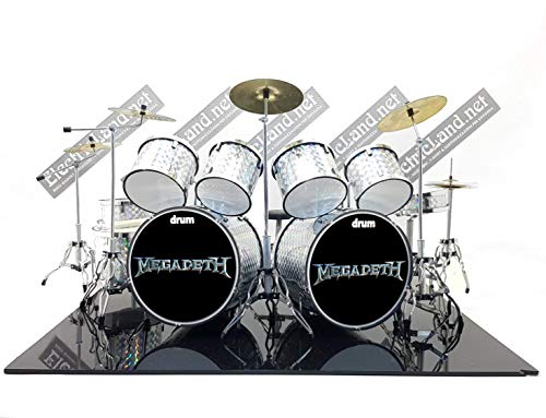 Mini Drum Set Megadeth Tribute Miniaturen Rock Progressive Silver Model 40cm Maßstab 1:4 Sammlergröße Dolls Schlagzeug Modellbausatz von Music Legends Collection