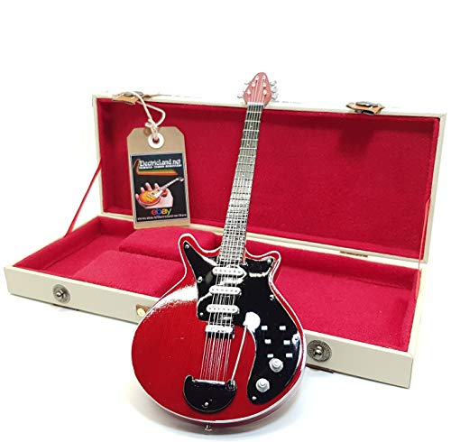 Mini Guitar BRIAN MAY Red Special Queen Bohemian Rhapsody Tribute Model + Hardcase Box Miniaturen im Maßstab 1:4 Miniatur Gitarre mit Sammeletui Musik Gadget Rock von Music Legends Collection
