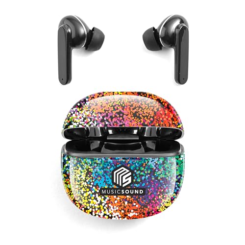 Music Sound - Fancy - Kabelloses In-Ear-Bluetooth-Headset - Erhältlich in verschiedenen Farben und Mustern - Spielzeit bis zu 25 Stunden - Schwarz von Music Sound