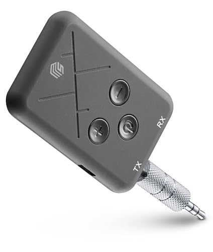 Music Sound - Bluetooth Audio Transmitter & Receiver - Bluetooth-Sender und -Empfänger für Aux-Anschluss - Spielzeit 10 Stunden - Ladezeit 2,5 Stunden - 3,5-mm-Klinkenstecker - Schwarz Music Sound - Bluetooth Audio Transmitter & Receiver - Bluetooth-Sender und -Empfänger für Aux-Anschluss - Spielzeit 10 Stunden - Ladezeit 2,5 Stunden - 3,5-mm-Klinkenstecker - Schwarz von Music Sound