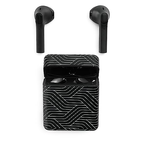Music Sound | Bluetooth Kopfhörer Kabellos Capsule In Ear | Kabellose Bluetooth-Kopfhörer für Smartphones mit 5-facher Ladebox – 3 Stunden Autonomie – integriertes Mikrofon – Muster Schwarze Linien von Music Sound