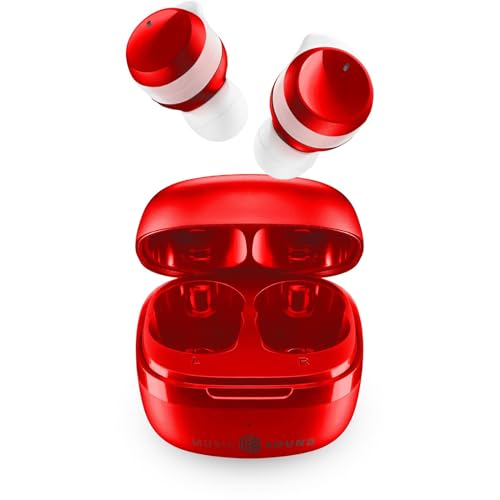 Music Sound - FLOW - Kabelloses In-Ear-Bluetooth-Headset - Spielzeit 25 Stunden - Rot von Music Sound
