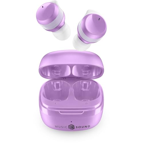 Music Sound - Flow - Kabelloses In-Ear-Bluetooth-Headset - Spielzeit 25 Stunden - Lila von Music Sound