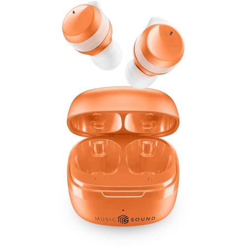 Music Sound - Flow - Kabelloses In-Ear-Bluetooth-Headset - Spielzeit 25 Stunden - Orange von Music Sound