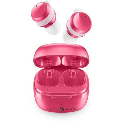 Music Sound - Flow - Kabelloses In-Ear-Bluetooth-Headset - Spielzeit 25 Stunden - Pink von Music Sound