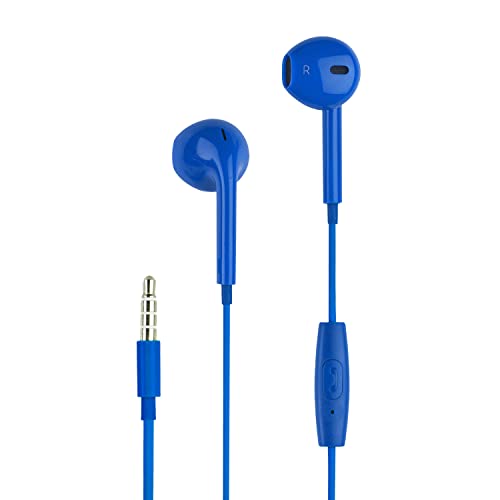 Music Sound | Fullcolor Kopfhörer Kapsel | Kopfhörer mit Draht und Mikrofon - Klinke 3,5 mm - Farbe Blau von Music Sound