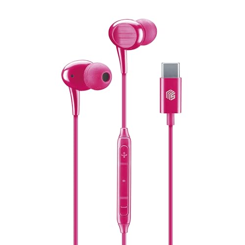 Music Sound - In-Ear-Kopfhörer - Kabelgebundene Kopfhörer mit Mikrofon - USB-C-Kompatibilität - Metallische Details - Farbe Pink von Music Sound