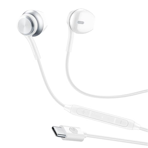 Music Sound - Kapsel-Kopfhörer - Kopfhörer mit Kabel und Mikrofon - USB-C-Kompatibilität - Metalldetails - Weiß Music Sound - Kapsel-Kopfhörer - Kopfhörer mit Kabel und Mikrofon - USB-C-Kompatibilität - Metalldetails - Weiß von Music Sound