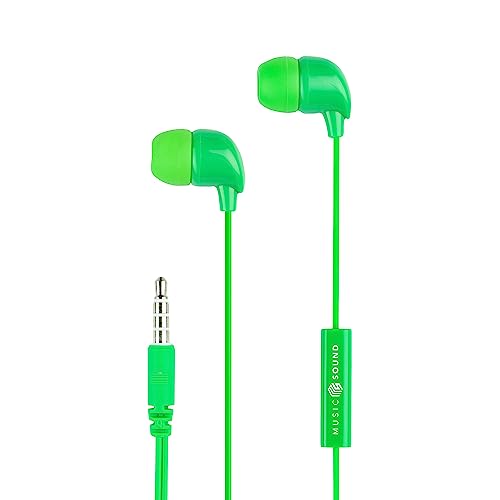Music Sound | Kopfhörer mit Kabel Fullcolor Intra-auriculaires | In-Ear-Stereokopfhörer mit Kabel und eingebautem Mikrofon - 3,5-mm-Klinkenstecker - 1,2 m Anti-Tangle-Kabel – Farbe Grün Music Sound | Kopfhörer mit Kabel Fullcolor Intra-auriculaires | In-Ear-Stereokopfhörer mit Kabel und eingebautem Mikrofon - 3,5-mm-Klinkenstecker - 1,2 m Anti-Tangle-Kabel – Farbe Grün von Music Sound