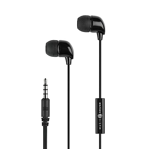 Music Sound | Kopfhörer mit Kabel Fullcolor Intra-auriculaires | In-Ear-Stereokopfhörer mit Kabel und eingebautem Mikrofon - 3,5-mm-Klinkenstecker - 1,2 m Anti-Tangle-Kabel – Farbe Schwarz von Music Sound