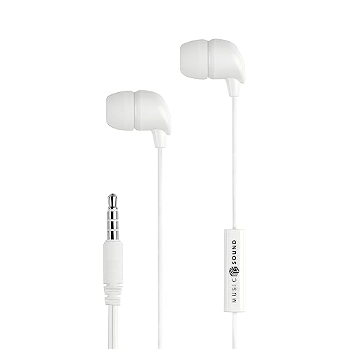 Music Sound | Kopfhörer mit Kabel Fullcolor Intra-auriculaires | In-Ear-Stereokopfhörer mit Kabel und eingebautem Mikrofon - 3,5-mm-Klinkenstecker - 1,2 m Anti-Tangle-Kabel – Farbe Weiß von Music Sound