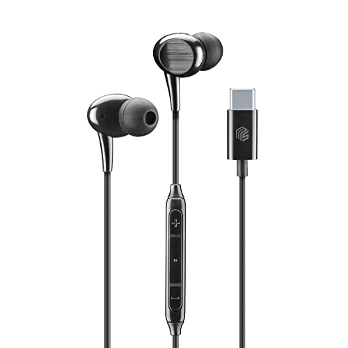 Music Sound | Kopfhörer mit Kabel Intra-auriculaires | Kabelgebundener Stereo-In-Ear-Kopfhörer mit integriertem Mikrofon – USB-C-Anschluss – 1,2 m langes, verwicklungsfreies Kabel – Farbe Schwarz von Music Sound