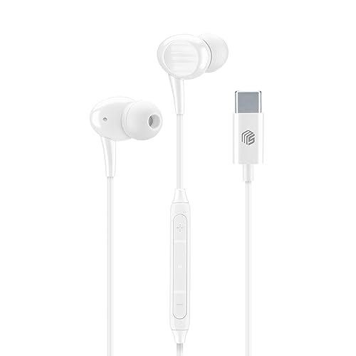 Music Sound | Kopfhörer mit Kabel Intra-auriculaires | Kabelgebundener Stereo-In-Ear-Kopfhörer mit integriertem Mikrofon – USB-C-Anschluss – 1,2 m langes, verwicklungsfreies Kabel – Farbe Weiß von Music Sound