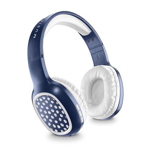 Music Sound SHINY - Kabelloser Kopfhörer mit Rundum-Ohrpolstern - Ideal für immersiven Sound - Erhältlich in verschiedenen Farben und Mustern - Spielzeit 14 Stunden - Blau von Music Sound